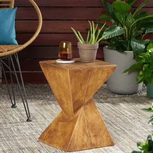 Geometric Wooden Accent Table
